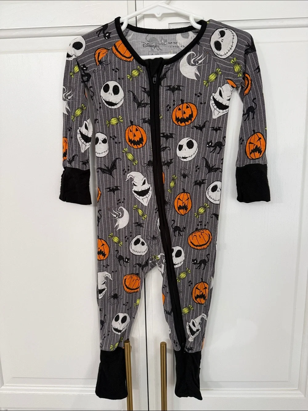 Gray, Orange & Black Jack Skellington Halloween One-Piece